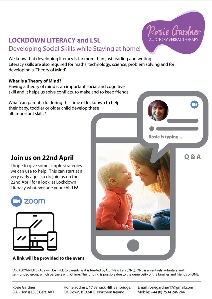 Ournewears's tweet photo. ONE are running this fabulous free session tomorrow morning for parents of deaf kids pursuing LSL.
Looking forward to saying hello to everyone 💓 
#LearnAtHome https://t.co/W1tJlXZo62