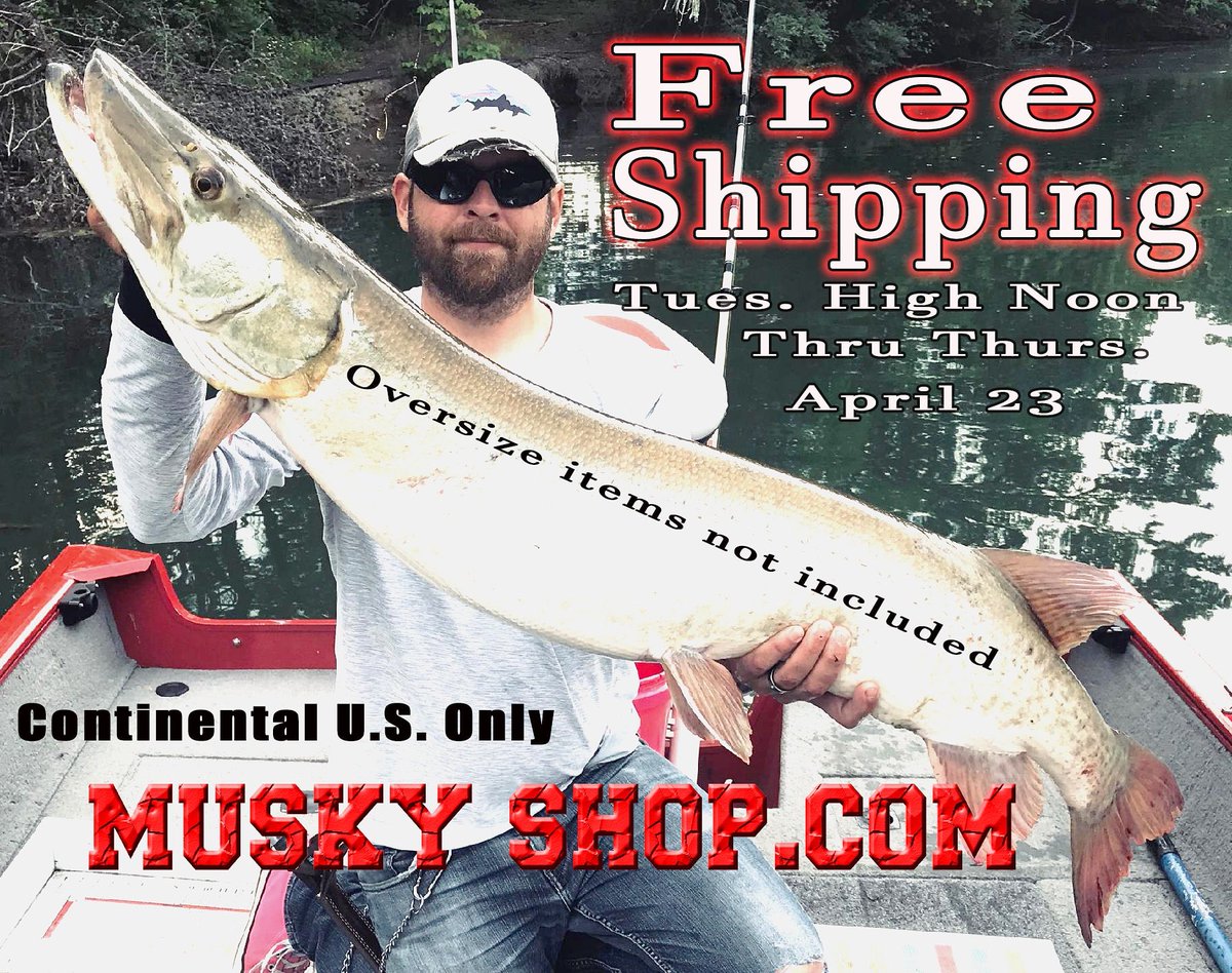 BucherJoe's tweet photo. Wow! Shipping costs are a major expense today. This is an awesome offer. That guy in the phot, Steven Paul, is also an incredible musician which includes his bass guitar work on all my new music. Yeah, he catches muskies too. #themuskyshop #stcroixrods #reconboats #musky360 https://t.co/PR9Z8UO48H