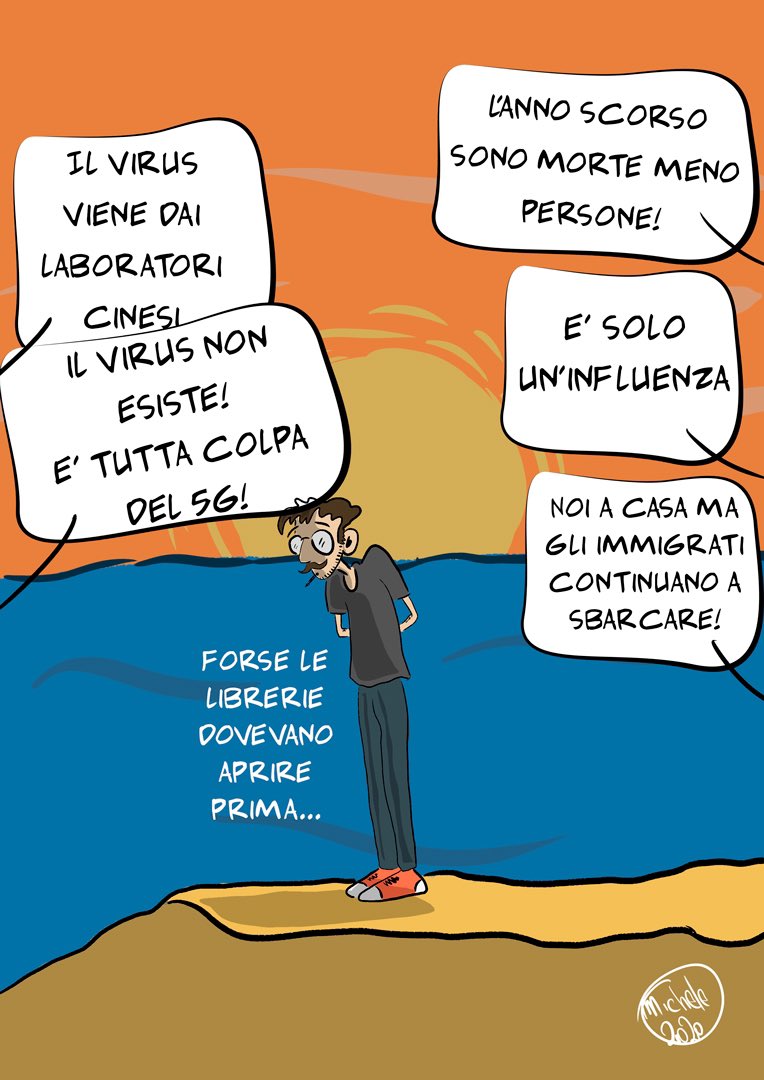 radio_pandemia's tweet photo. @michelescime ieri ci ha regalato una nuova creazione ✍️
Anche voi credete al "più libri= meno complotti"? #librerieaperte #librerie #COVID19 #COVID2019italia #propagandalive #propagandatop @welikeduel #No5G @makkox https://t.co/2avlBEwx40