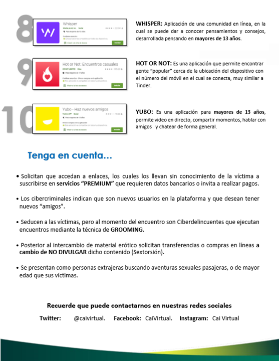 CaiVirtual's tweet image. En este aislamiento preventivo acompañemos a nuestros 🧒,👦,👧, cuando se encuentren en el  🖥️ ¿Sabemos cuales de estas aplicaciones están en los dispositivos móviles de nuestros 🧒,👦,👧? 
#SomosUnoSomosTodos 
@DIJINPolicia @PoliciaColombia 
#AlertaDelDía