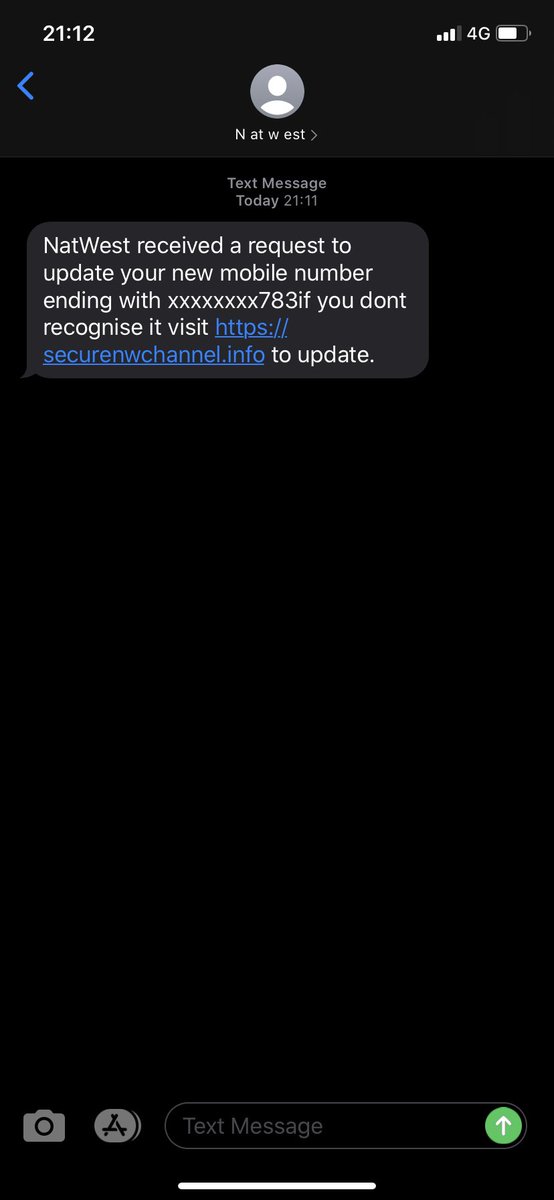 Nickthomas85's tweet image. Hi @NatWest_Help haven’t banked with you for a while so thought you might be interested in this scam....especially as my number doesn’t end like that!