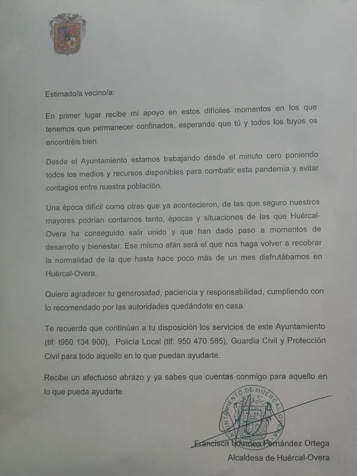 Hoy hemos comenzado con el reparto de mascarillas a nuestros vecinos que se irán distribuyendo durante esta semana en los domicilio. 
Gracias a la Policía Local, Protección Civil, voluntarios y trabajadores municipales por su labor. 
Mañana continuamos!!! 
#HuércalOvera #Covid19