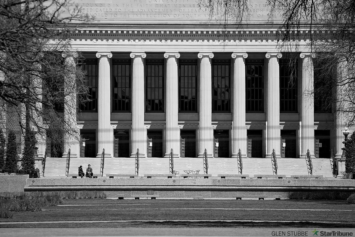 gspphoto's tweet photo. University of Minnesota campus is almost deserted from the pandemic, Rebecca Leighton is still there though so students in need don’t go hungry.  The U is freezing tuition next year to help out struggling students.  #COVID19 @RyanFaircloth  https://t.co/xgyFdXAJ0S https://t.co/vCEoeq7qyv