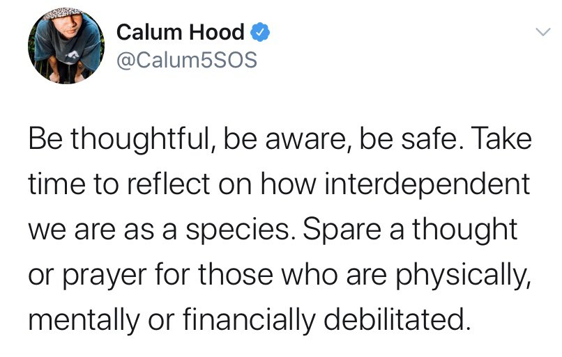 calum constantly reminds us that he cares for our well being and mental health