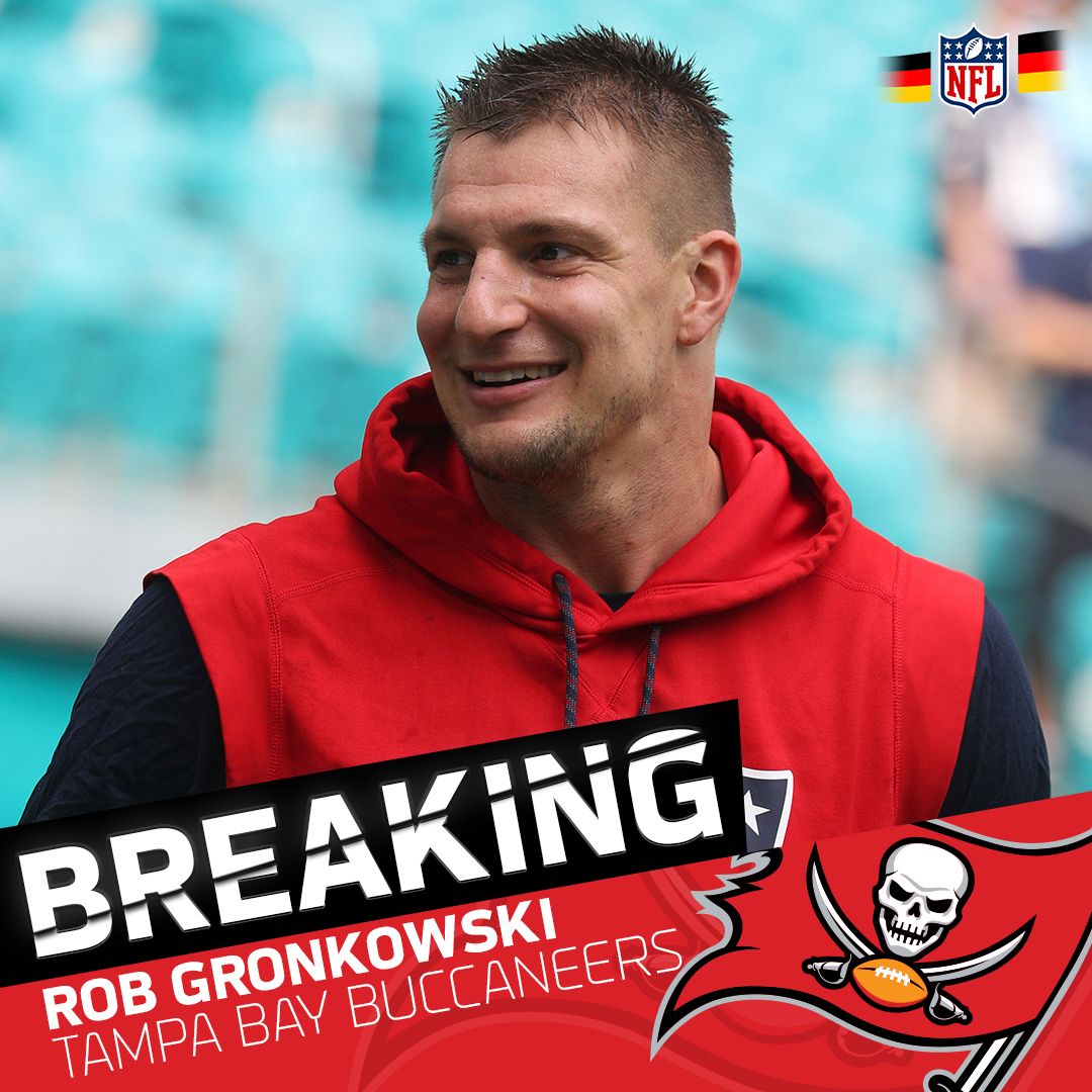 NFLDeutschland's tweet photo. +++ GRONK IST ZURÜCK! 😱 Die Patriots traden Gronk und einen Siebtrundenpick zu den Buccaneers für einen Viertrundenpick. 🤯 Damit ist er wieder mit Tom Brady vereint. 🔥 (via @rapsheet) +++ https://t.co/gn9THQdHvk