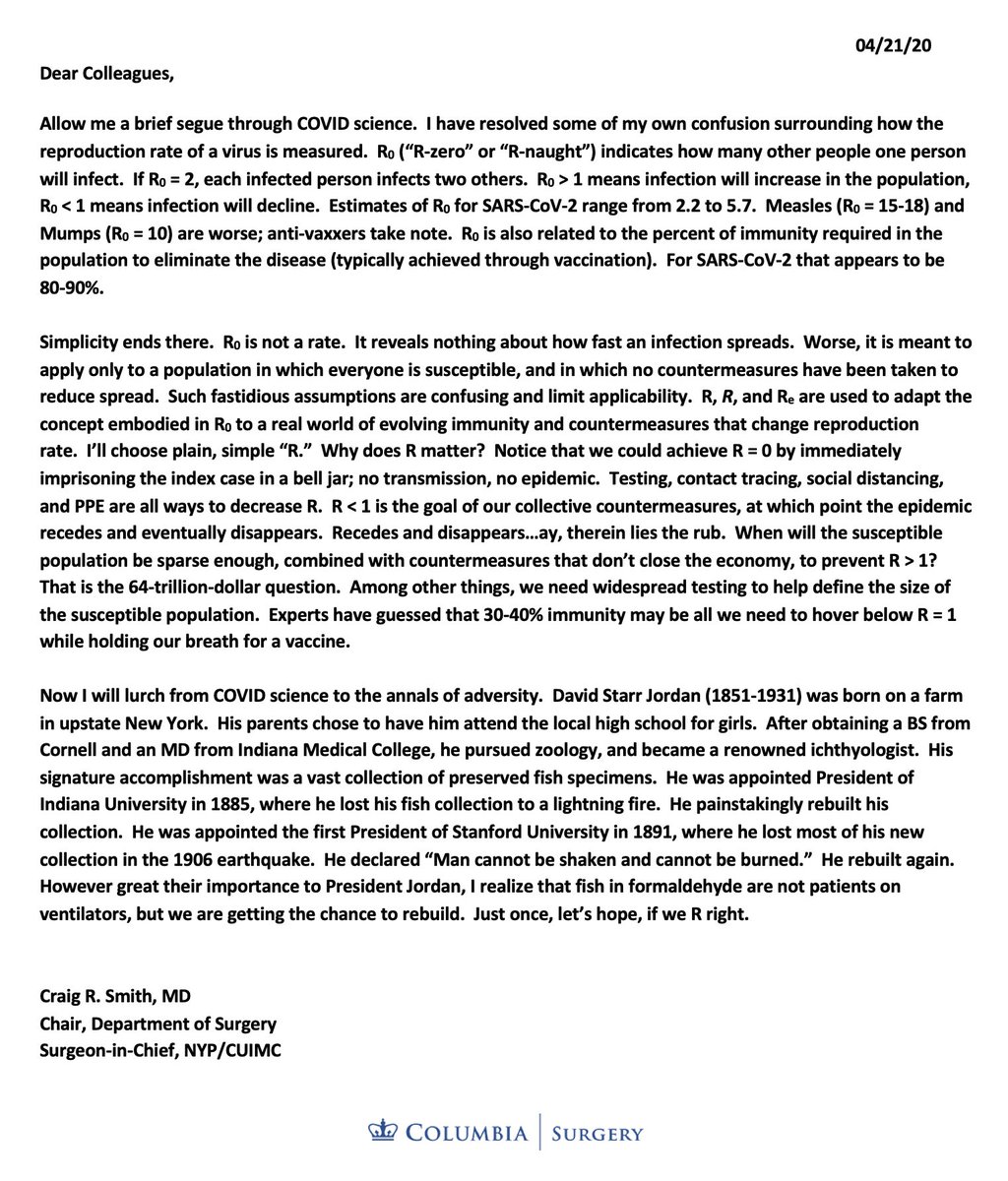 COVID-19 Update: Tuesday, 4/21/20Here’s the latest on the  #COVID19 crisis from Dr. Craig Smith:  https://columbiasurgery.org/news/covid-19-update-dr-smith-42120