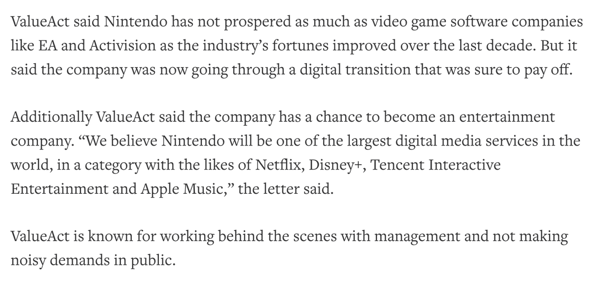 ValueAct first began buying the stock in April 2019 and has grown its position. Essentially it looks like the 'digital transition' isn't going as smooth as they want and they believe they can provide value / pivot the company to become one of the largest digital media services.