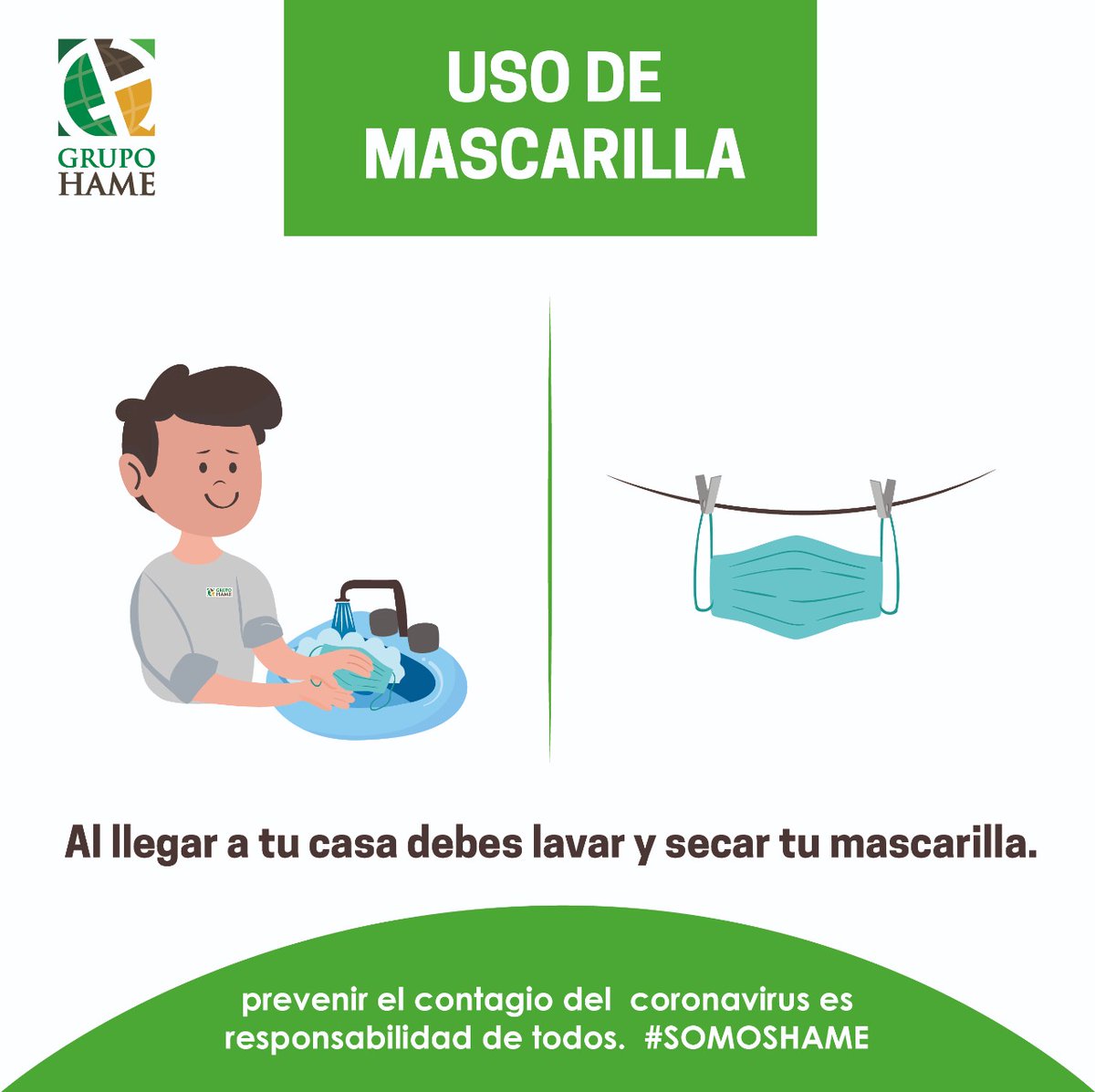 REPSAPeten's tweet photo. Al llegar a tu casa debes lavar y secar tu mascarilla.

#JuntosSaldremosAdelante 
#SomosHAME https://t.co/euolLhzdij
