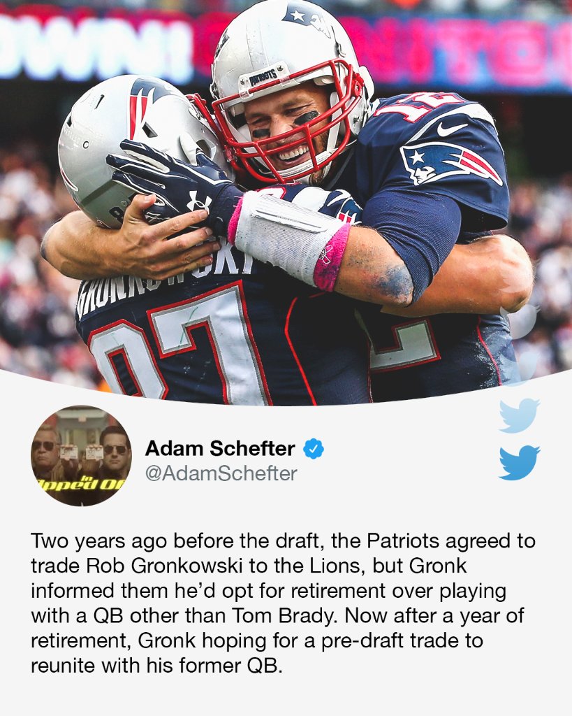 SportsCenter's tweet photo. Gronk and Brady are a duo for the books.

(via @AdamSchefter) https://t.co/8O6hEtCz0d