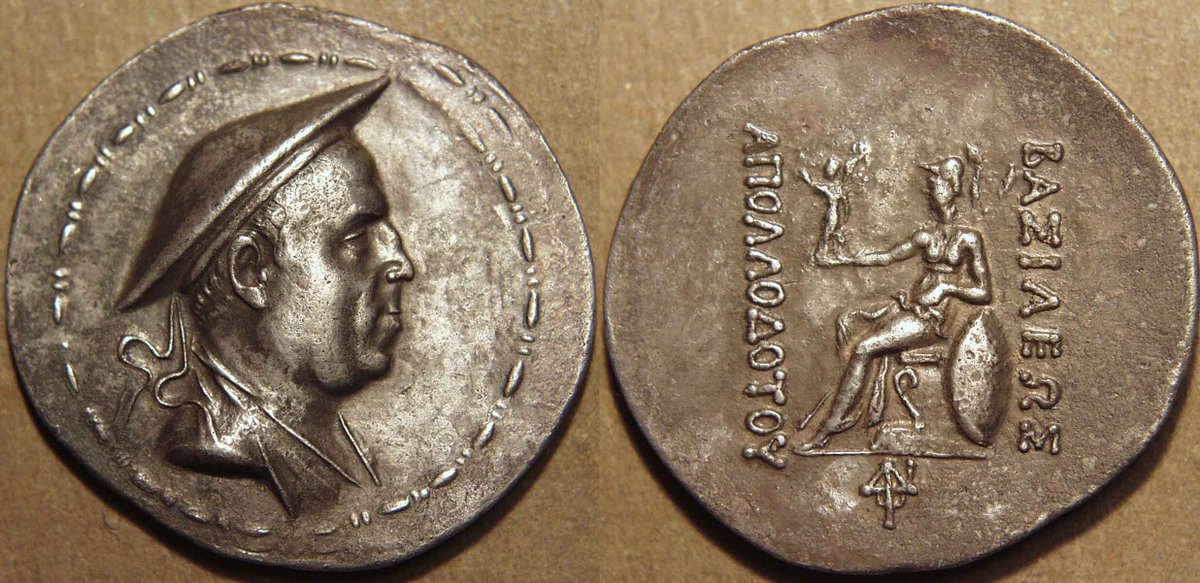 The obverse also often bear recognisable, orthodox images of Athene - common motifs with added kudos of associations with Greek polis civilisation and martial vigour. Apollodotos I may have ruled deep in the terra nova of the Punjab, but you wouldn’t know from his coins /5