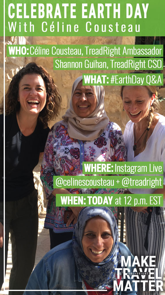 JenniBergTTC's tweet photo. Happy #EarthDay! Join @TreadRightOrg for its first ever Q&amp;A session on #InstagramLive with @celinecousteau and #ShannonGuihan, Chief TreadRight and Sustainability Officer, starting at 12:00 p.m. EST today. #MakeTravelMatter #EarthDay2020 #ContikiCares https://t.co/mruyv56lmJ