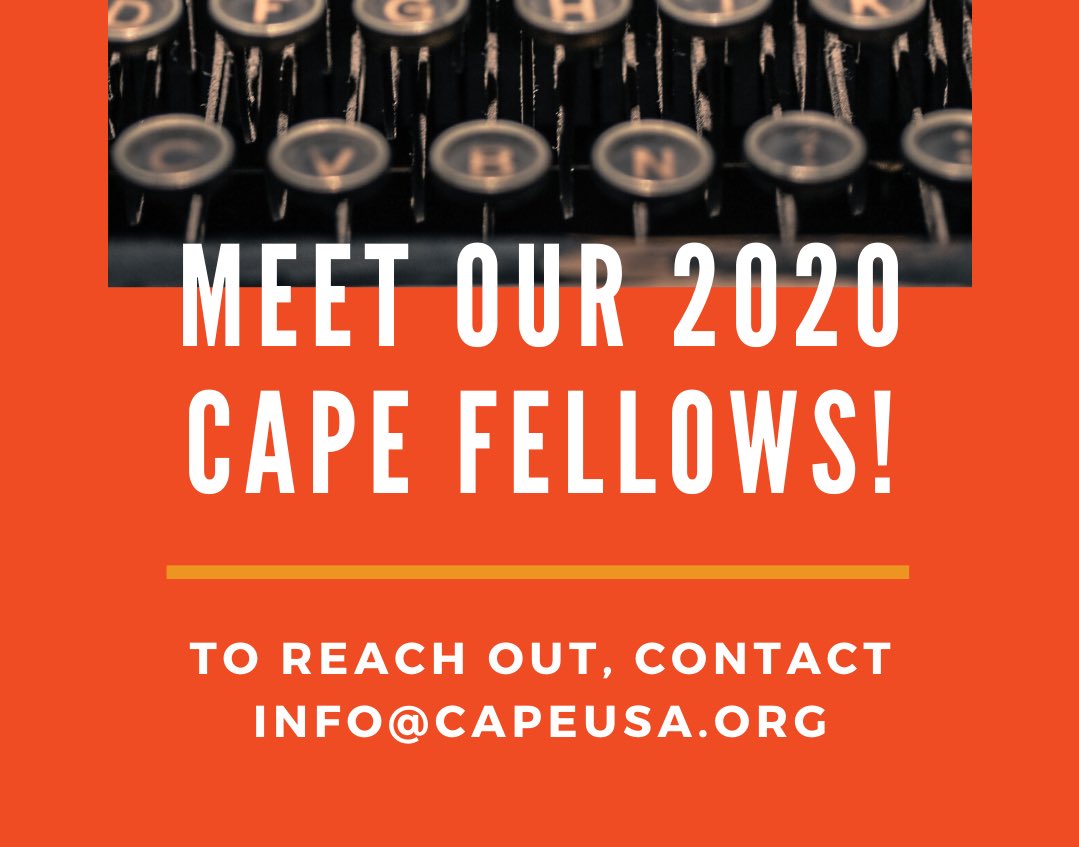 The 2020 CAPE New Writers Fellowship is over! It’s time to re-introduce this year’s class and their scripts. If you are in the industry (development, current, representation, etc), please reach out with your work email if you’re interested in reading our fellows’ work!