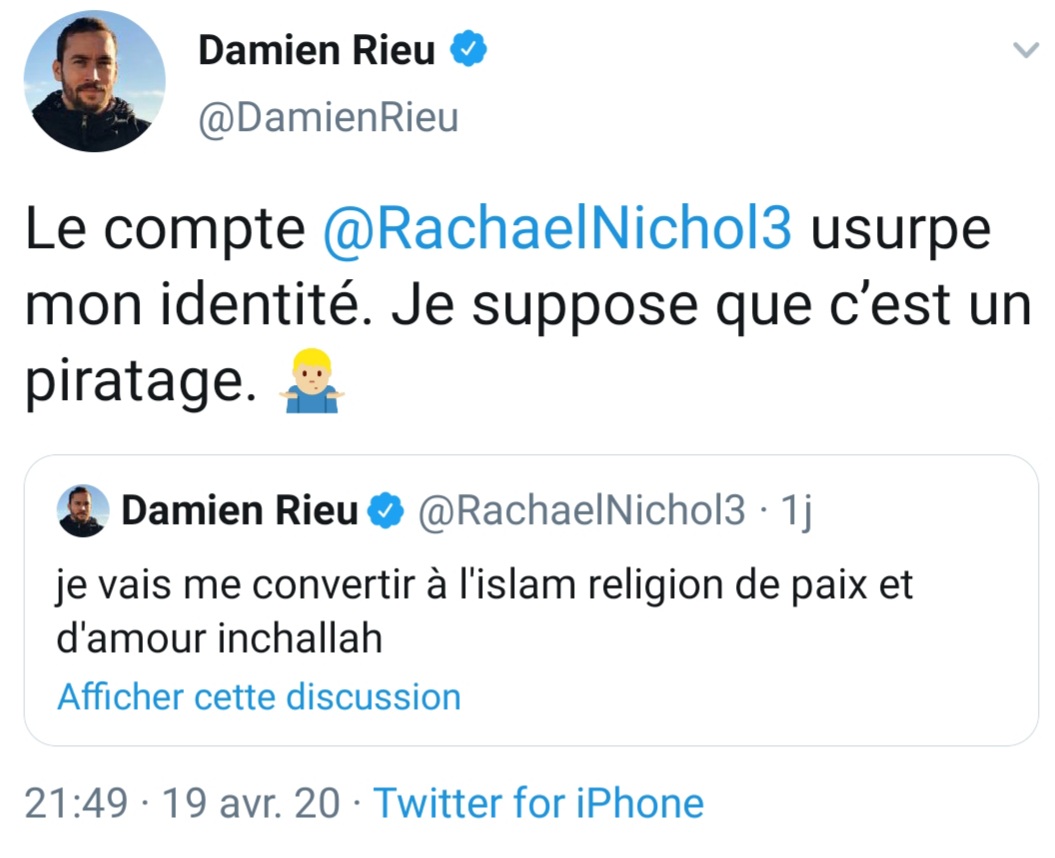 Nouvelle séquence victimisation : en dépit des CGU, le twitto  @RachaelNichol3 "s'amuserait" aux dépens de l'intéressé... #VilleneuveLaGarenne  #LaCourneuve27/52