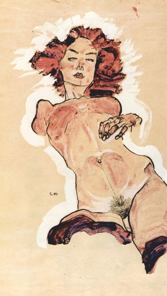Egon Schiele 1 — Self-Portrait with Chinese Lantern Plant 2 — Death and the Maiden 3 — Female Nude 4 — Portrait of Wally
