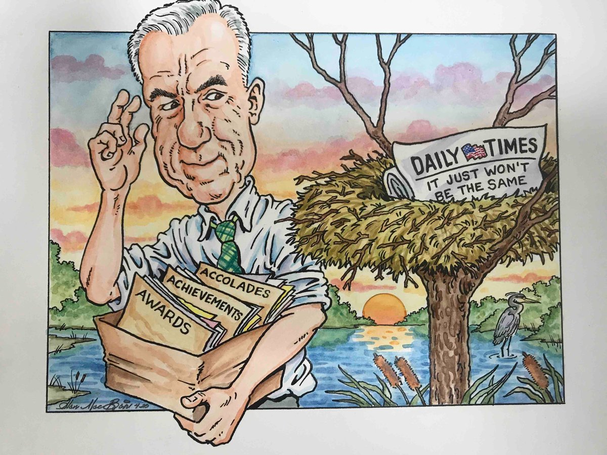 Another day, another great memory. This cartoon is the work of Alan MacBain, whose work you have seen on our Sunday edit page, and my longtime cohort Nancy March. Notice the great St. Paddy's tie and the heron in the lower right corner. Thanks so much!