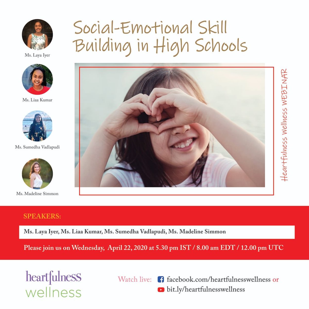 Please join me in watching this webinar where high schoolers talk about the need for social-emotional skill building in schools and also showcase their work in their schools...