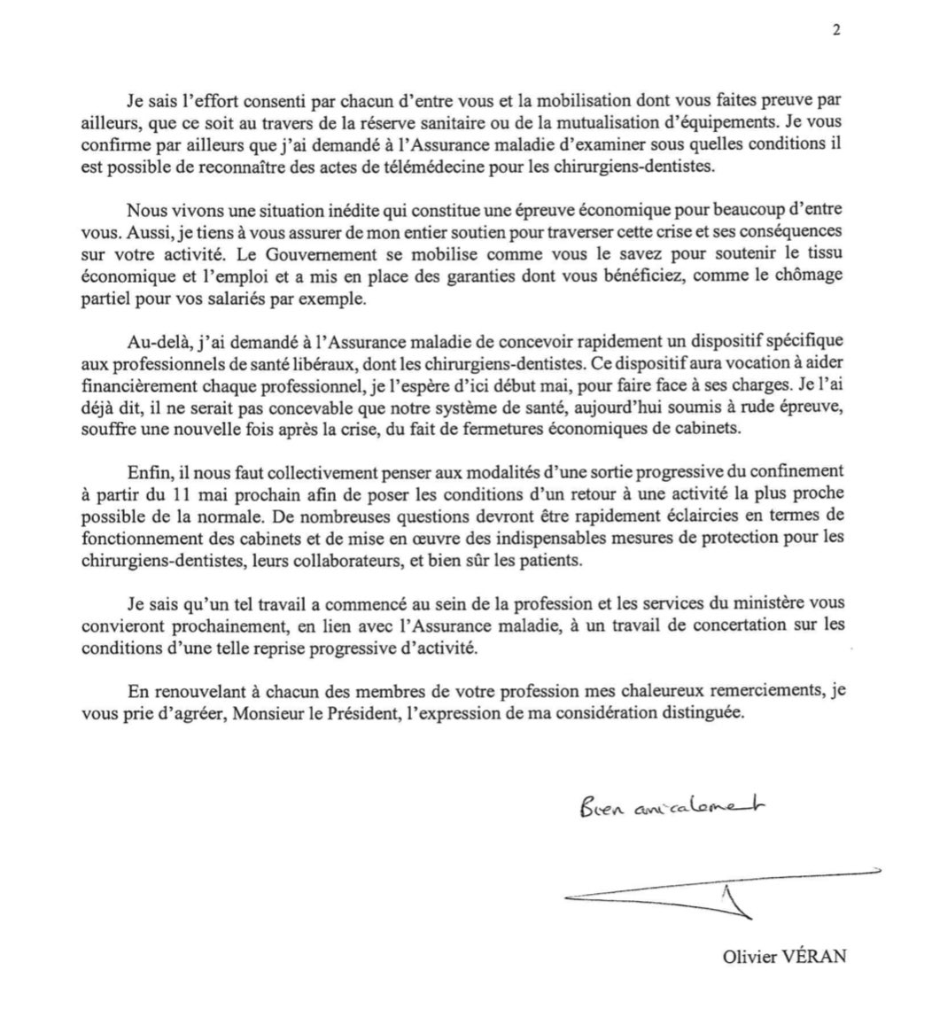 olivierveran's tweet photo. Les chirurgiens-dentistes ont su s'organiser pour réduire fortement leur activité, tout en assurant les soins urgents sur tout le territoire. Compensation de pertes de revenus, reconnaissance de téléconsultations, apport en matériel de protection... Ma lettre aux professionnels👇 https://t.co/SSyZ4xLOne