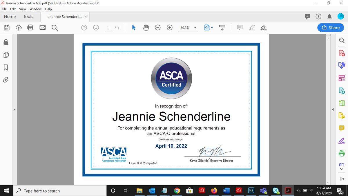 Congrats to Jeannie Schenderline, JEFFCO Inc., for completing the ASCA's 500-level and 600-level education and maintaining her ASCA-C. Keep up the good work. bit.ly/ASCA-C