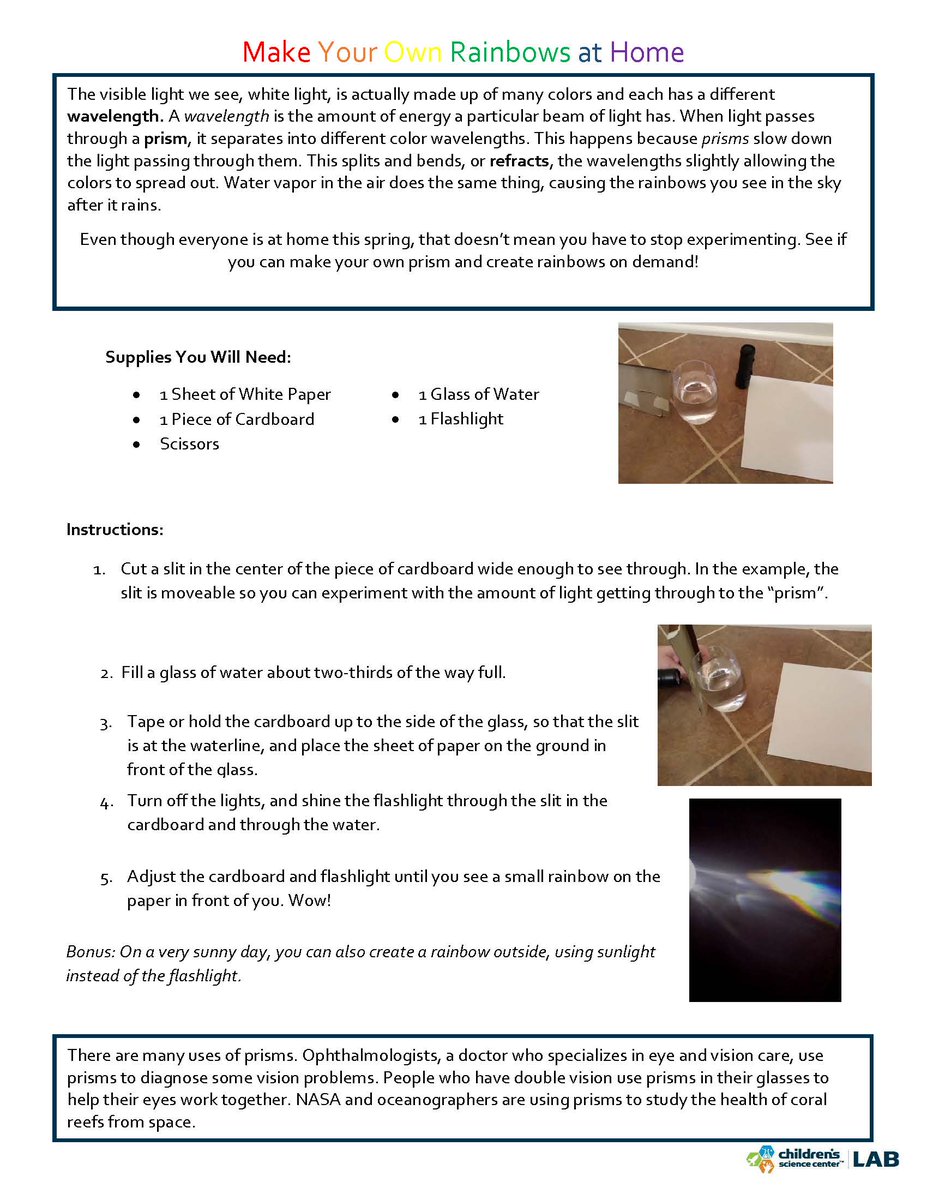 ChildSci's tweet photo. Virtual Earth Day continues with fun activities! Make your own “prism” and create rainbows on demand! #EarthDayExtravaganza https://t.co/6toPwpghtT