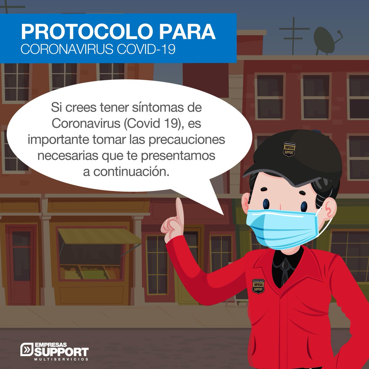 EmpresasSupport's tweet photo. Si crees tener síntomas de Coronavirus (Covid 19), te presentamos a continuación los pasos que debes seguir para tomar las precauciones necesarias para cuidar tu salud y la de los demás.

#Coronavirus #Covid19 #CoronavirusCovid19 #cuidatusalud #EmpresasSupport #sintomascovid19 https://t.co/flBs2tC3MZ
