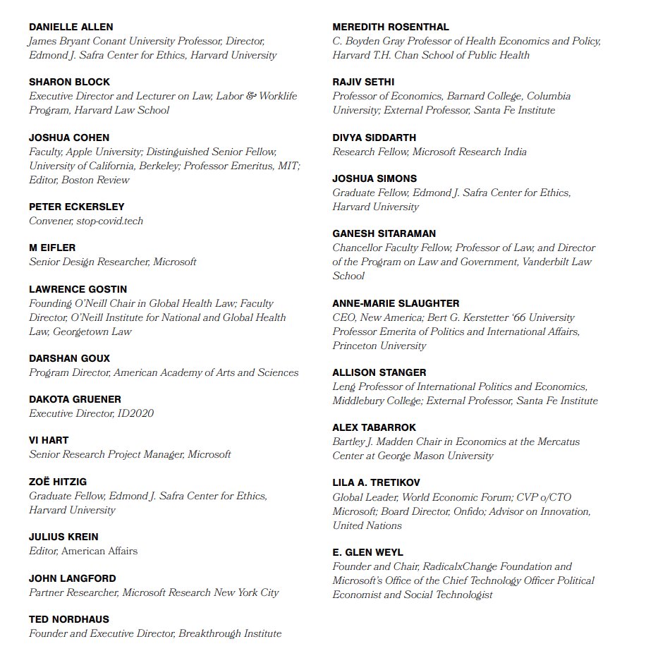 Continuing with the US tradition of showing up a day late and a dollar short, here's the Harvard Center for Ethics roadmap, its sponsors and authors.  https://ethics.harvard.edu/files/center-for-ethics/files/roadmaptopandemicresilience_updated_4.20.20.pdf