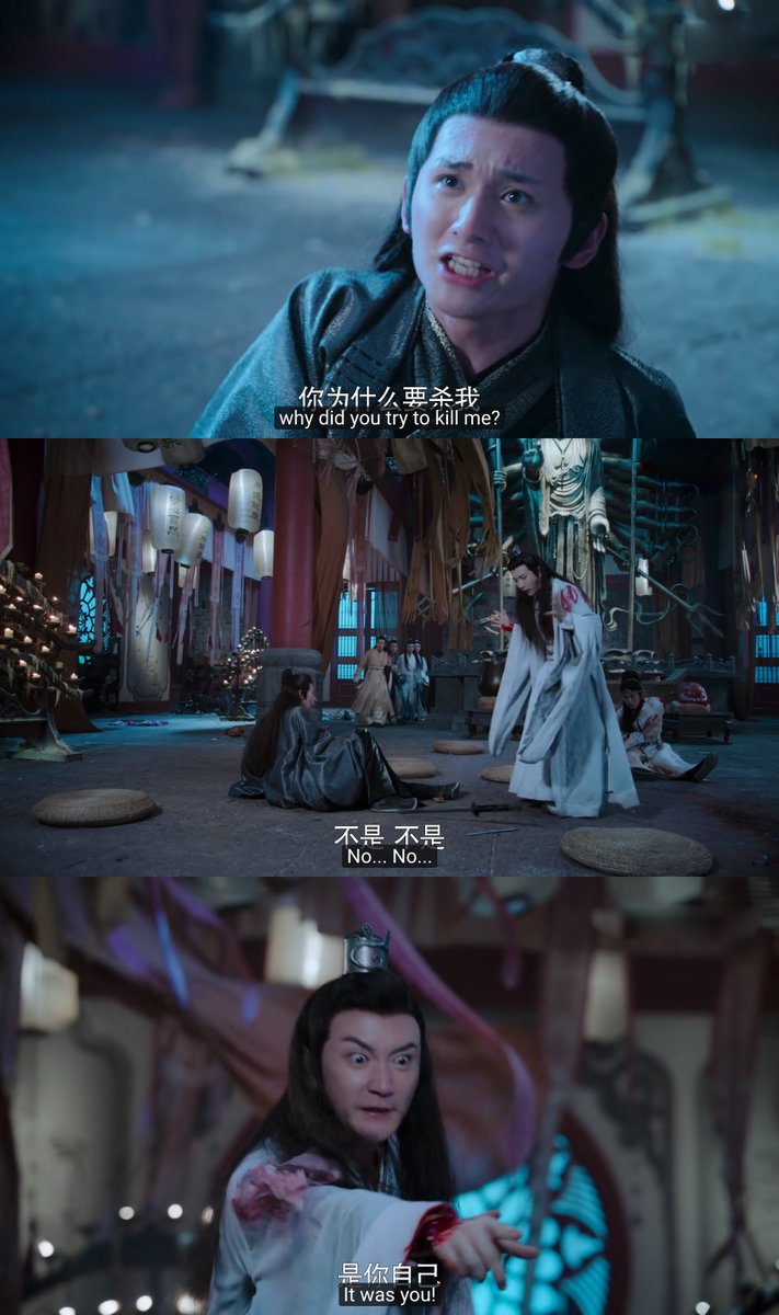 two things:1) NHS, seeing WWX quelling Baxia, sets Su She to get killed by cutting himself & blaming Su She. This is the wound, btw, that LXC is helping w/ before turning to JGY.2) After Su She gets got, blink-and-you'll miss it, but NHS calls his next, and final shot: JGY.