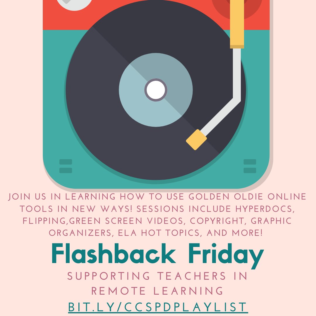 Craven teachers and administrators--Join our <a href="/CravenCoSchools/">Craven Co Schools</a> Teacher PD Playlist this week for Flashback Friday.  We will mix up some new tracks with the best of golden oldie digital tools at bit.ly/ccspdplaylist.