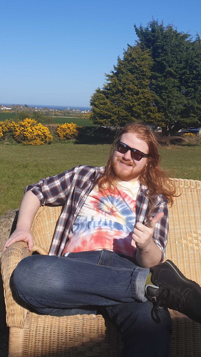 Participant Ruairí lockdown experience. "I haven't got my usual super fashion items as I'm on lockdown in Co.Down and only have few changes of clothes, but I'm lucky to have been given some radical 7-year old tye-dye shirts courtesy of an early  @felting_fox business model!"