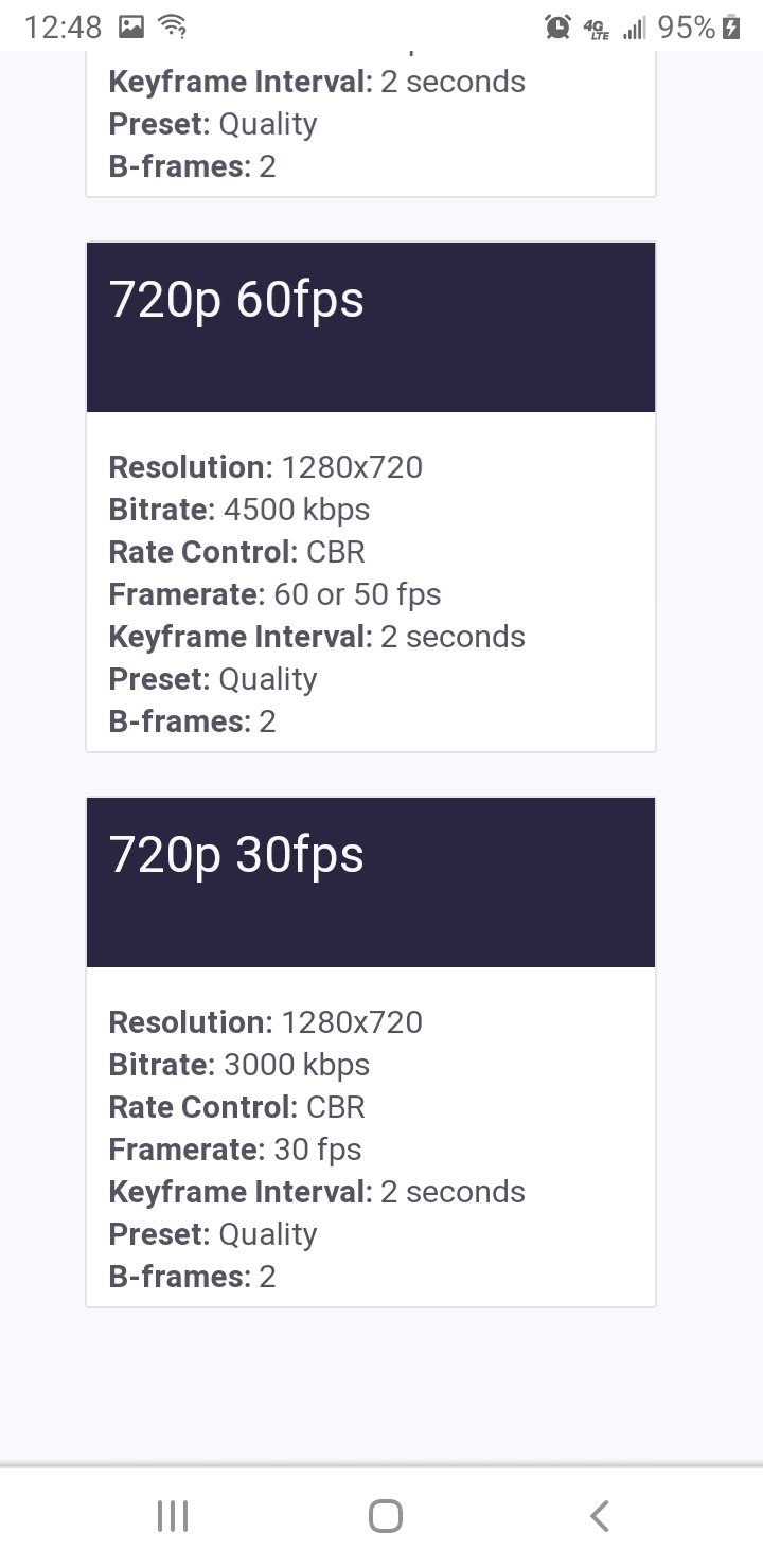 Chuck Fyi Always Check Your Stream On Twitch And See What It Is Offering You If Only Giving Out The Highest Quality Your Bitrate Is Probably To High Below Is