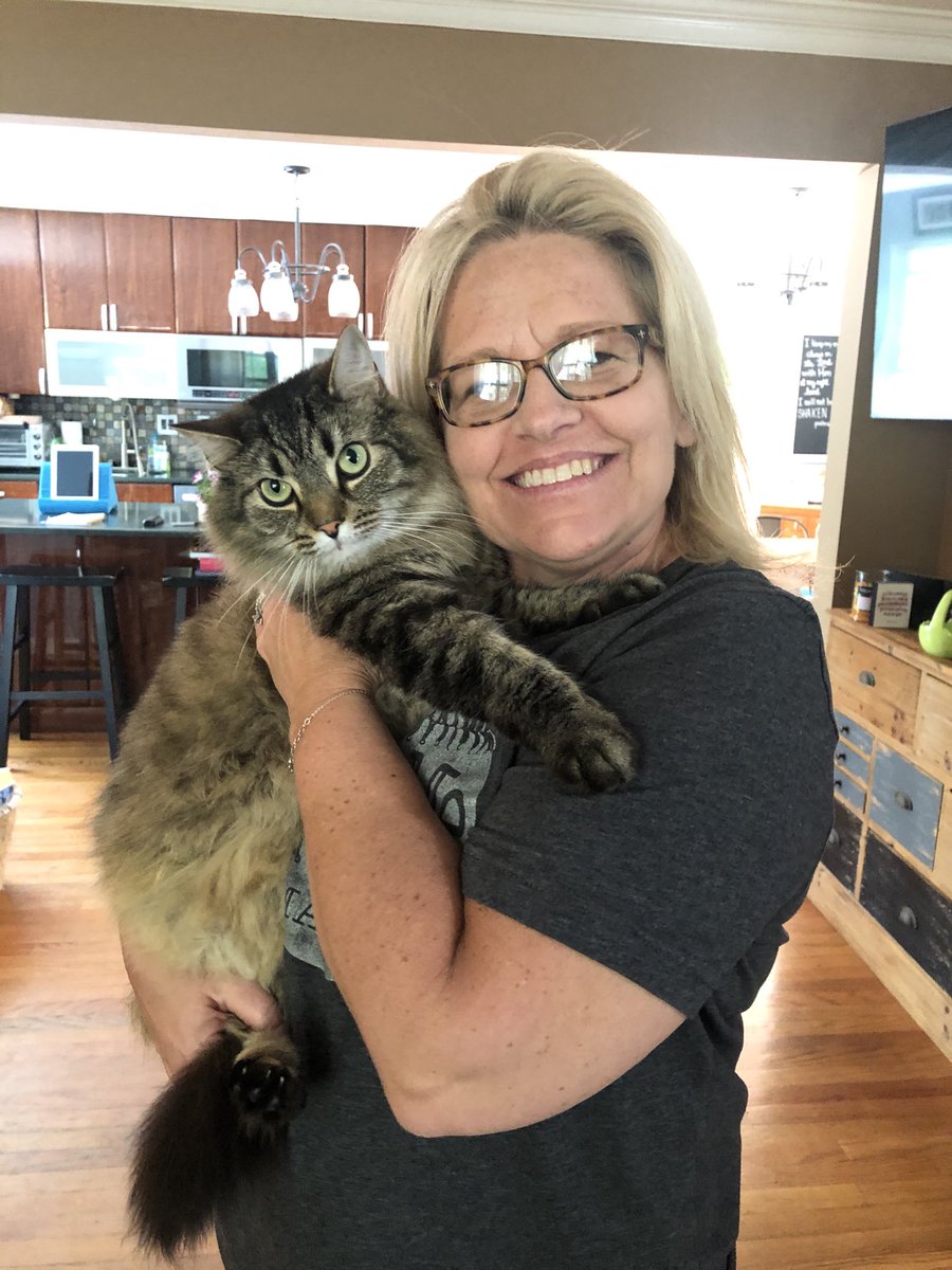 Me and my zoom partner for the day.   Milo was my show and tell for my kids.