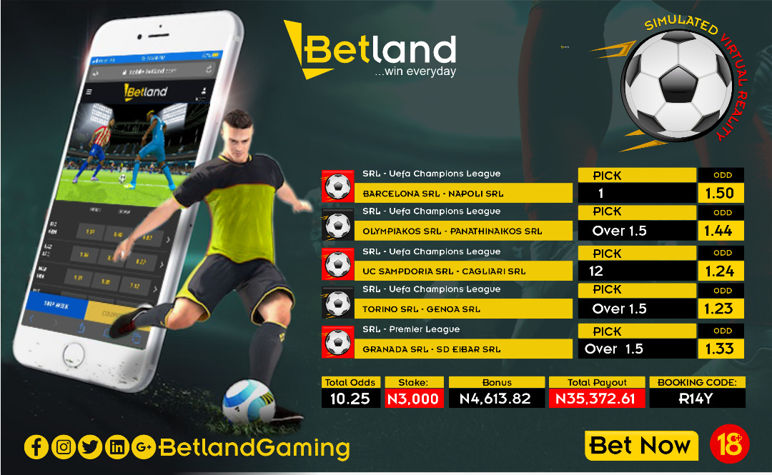 BetlandGaming's tweet photo. Enjoy unbeatable odds every day 😎

Bet with boosted odds from our #SRL Pick of the day 💯

Winners Play Here 👉👉 https://t.co/bSKRKCdZxR

Booking Code: R14Y

Don' Dull! 

#FastestPayouts #ThePreferred #COVID19 https://t.co/OIYCuw388w