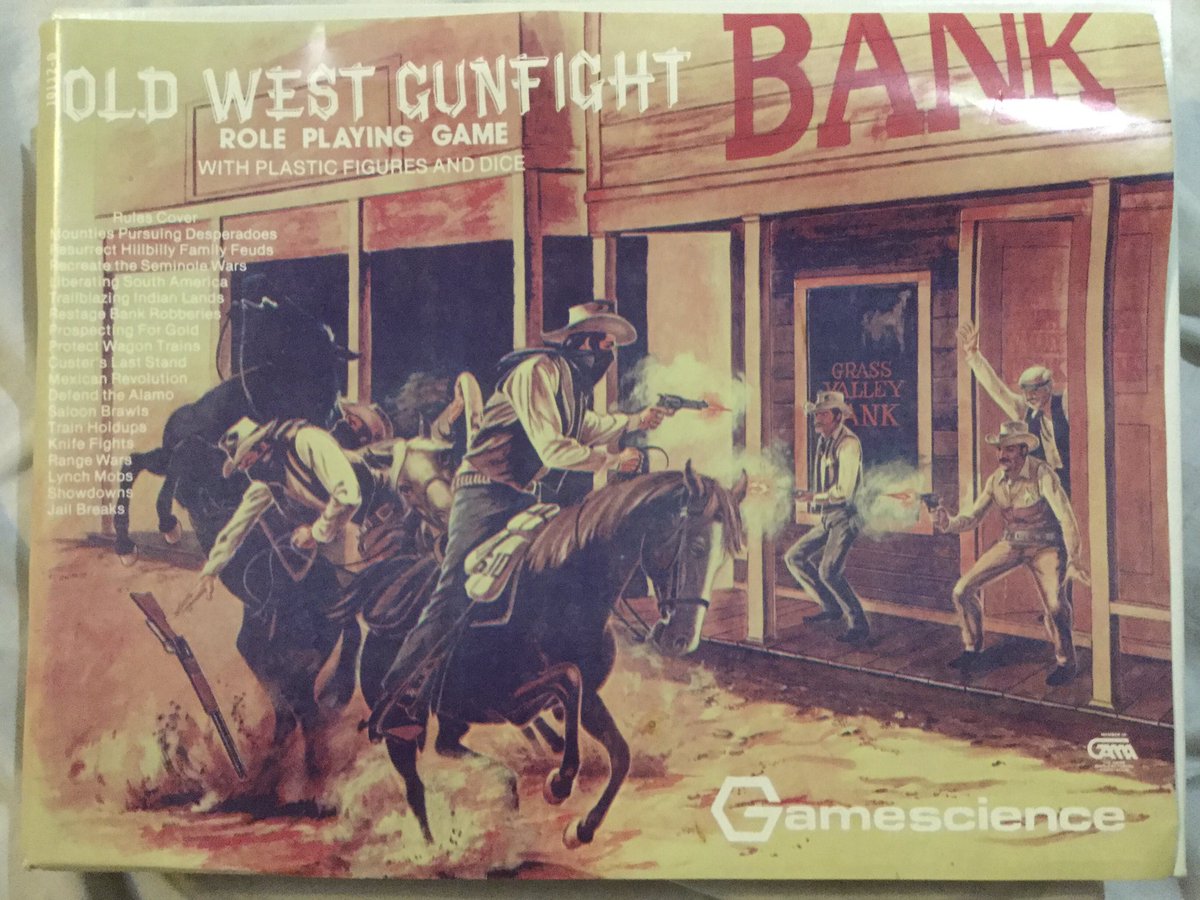 Today’s game is Old West Gunfight from Gamescience, a historical curiosity in my collection. It appears to be an early American roleplaying game but open the box and you discover it’s actually an English skirmish miniatures game!  #CuratedQuarantine