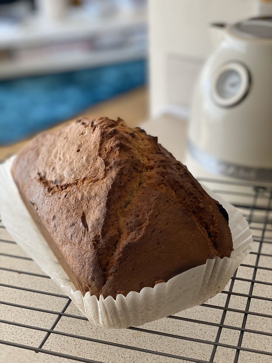 fatrabbitbakery's tweet photo. So him indoors decided he wanted to join the #covid19 bandwagon &amp; bake some banana bread. I’ll come straight out &amp; say it’s not my favorite choice, but I’m so glad I did as it was one of the lightest cakes I’ve had in a very long time…I think I’ll be borrowing the recipe!! https://t.co/v0Vq1ggvSy