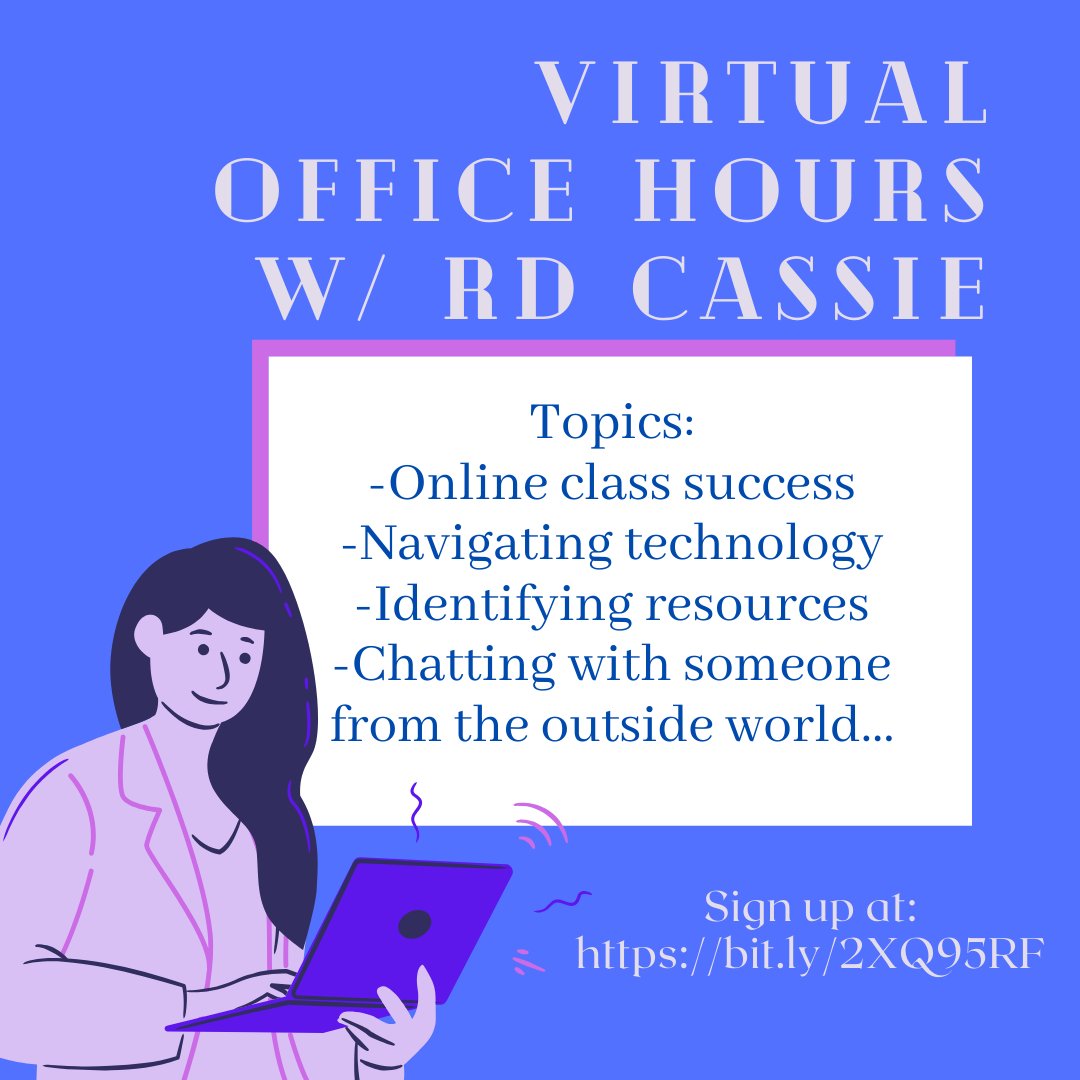 fallshalltxst's tweet photo. Join RD Cassie in her Virtual Office Hours! https://t.co/Rjp7FFADvz