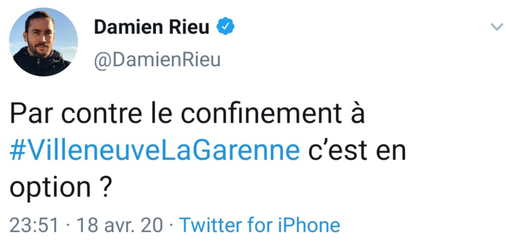 1h après, ça le chatouille (un peu) et il ne peut s'empêcher de commencer son travail de sape sur  #VilleneuveLaGarenne...3/52