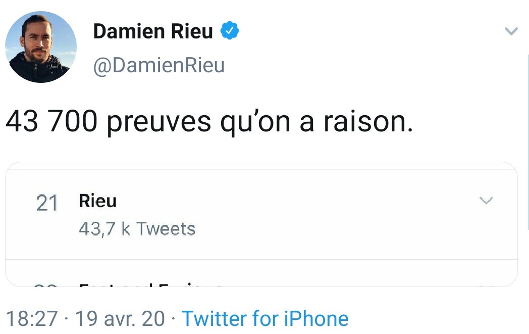 Nouvelle victimisation f-haineuse habituelle : "Ouin-Ouin, j'ai 47000 tweets sur ma fachotte personne. C'est la preuve que j'avais raison d'allumer le feu sur un sujet sensible..." #VilleneuveLaGarenne  #LaCourneuve22/52