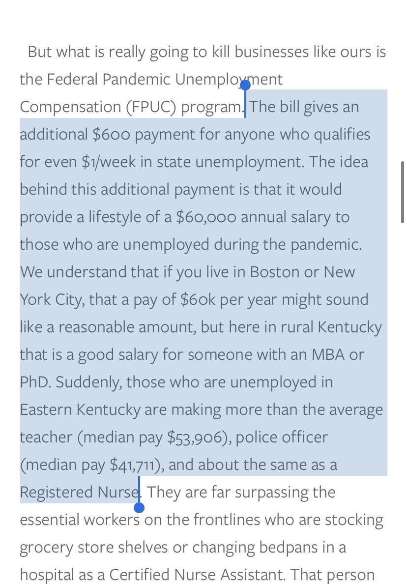Sorry one last thing: the coffee shop owner implies in her blog post her laid off employees are making $60K/yr or ~$1,200/wk. But there’s no way this is true. Would have been great if  @HorsleyScott actually interviewed one of her workers to find out what they’re actually making