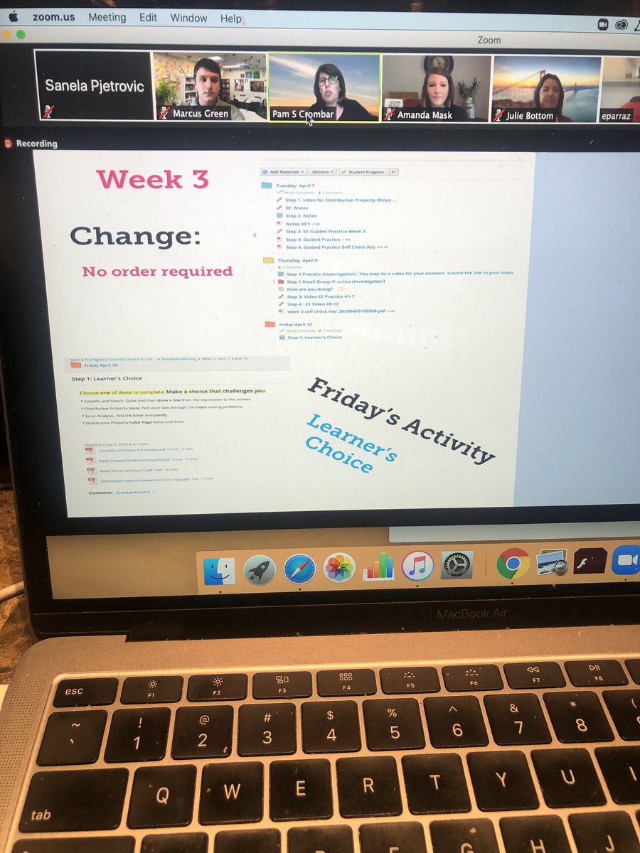 PjetrovicWest's tweet photo. Wow! So glad I was able to attend the Pacing PL today with West panel participant ❤️@pscrombar  LOOK at the transition from week 1 to current virtual learning weeks - such a great PL! Thanks everyone who was involved @UnmaskedEd  @msotwayss @MGreenWrites @northmissb @Coppellisd https://t.co/6TpallUkYK