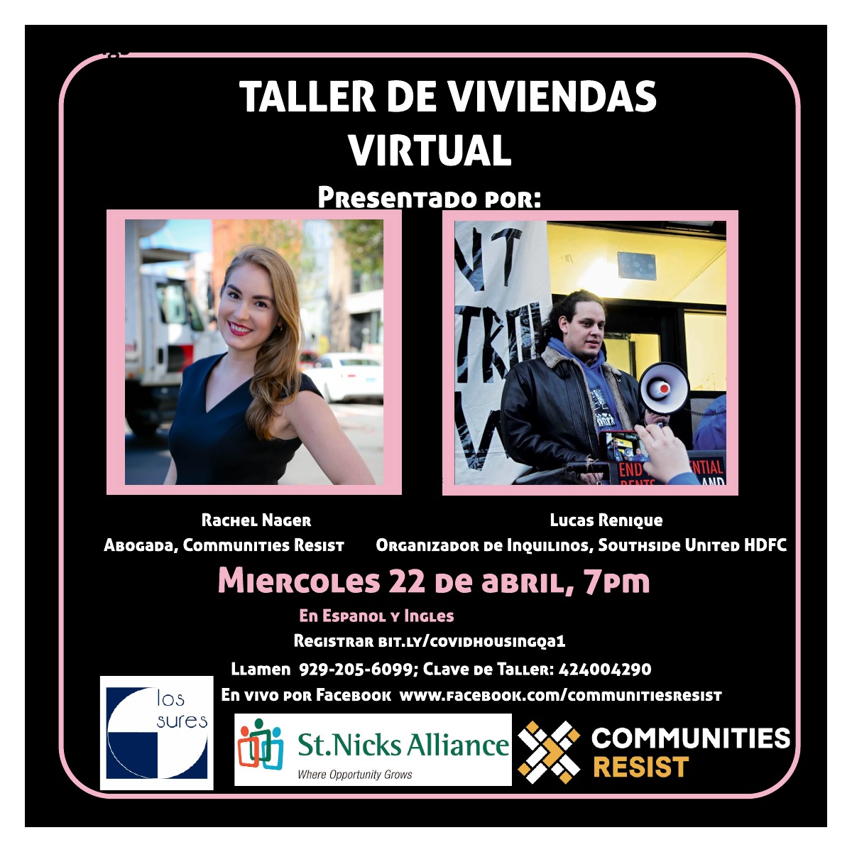 Join our bi weekly Virtual/phone townhall for housing & tenant questions during the public health crisis. Join us, @LosSures @stnicksalliance tomorrow Wednesday April 22 at 7:00 pm. Video or call on Zoom & live on Facebook. #tenantsrights #COVID19s #housingrightsnyc