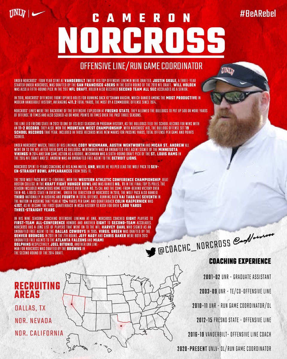 unlvfootball's tweet image. ‼️O LINE BOSS‼️Coach Norcross’  Line has been the BACKBONE to the tremendous offensive success at each of his career stops! He will PREPARE you for the Next Level! 
#ChecktheFacts continued..
Pt 5 @CoachCNorcross 👇👇