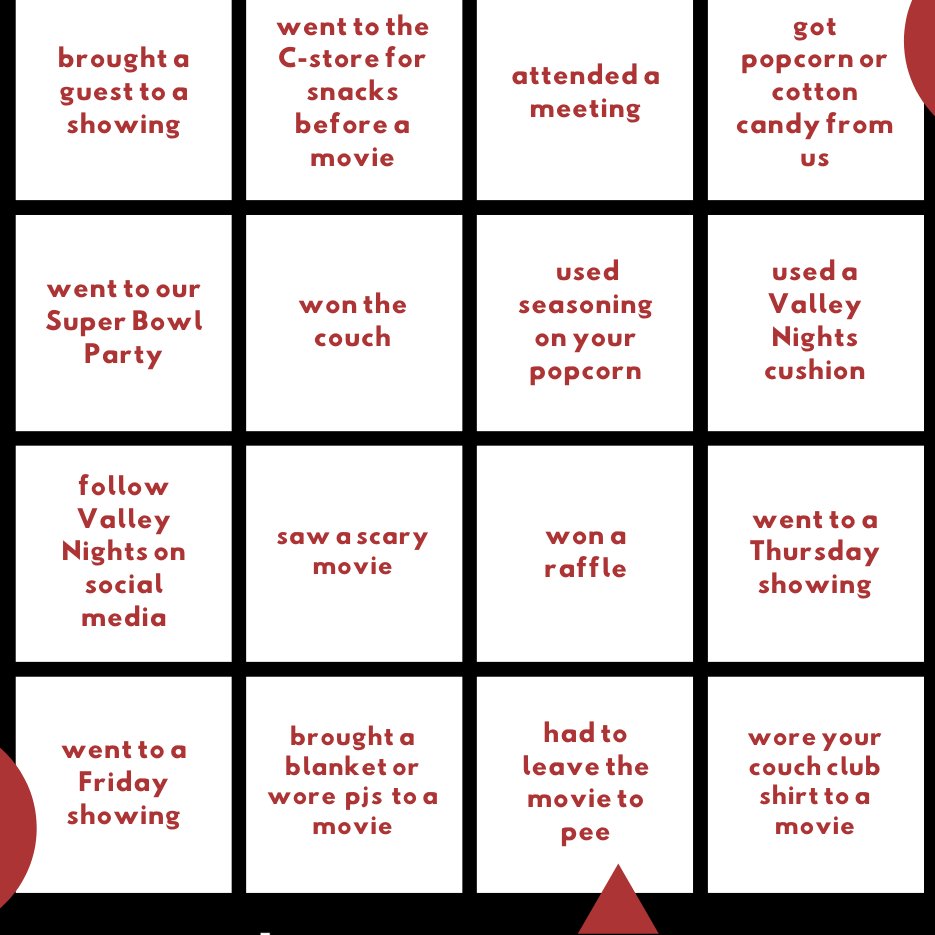 Feel like reminiscing? Fill out our Valley Nights-themed bingo board of all the things that you've done with VN throughout the years! Don't forget to tag us, we'd love to share your bingos