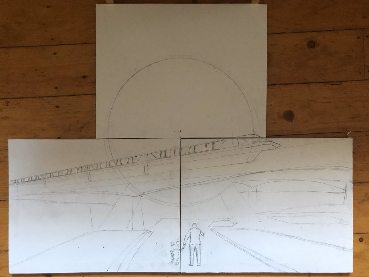 StevenOgley's tweet photo. Just realised Instagram only posted a link to their platform not the actual image, so here it is 😊🖼✏️👩‍🎨 #modernart #drawing #sketch #pencil #canvas #abstractrealism #epcot #spaceshipearth #monorail #waltdisneyworld #usa #florida #orlando #disney #landscape #ukartist #lockdown https://t.co/OuFrtszaxe