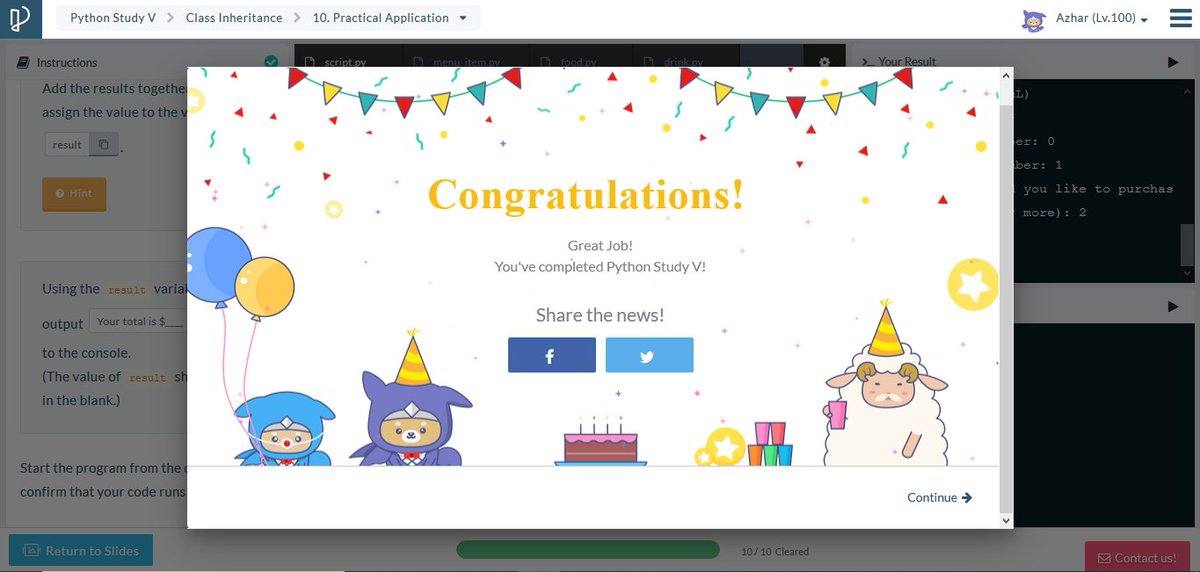 DonlyAzhar's tweet image. #Day4 of #21DaysOfCode #Code2Success Progate Completed Python and started SQL. #javascript #progate #day1 #python #html5 #css3 #sqldatabase