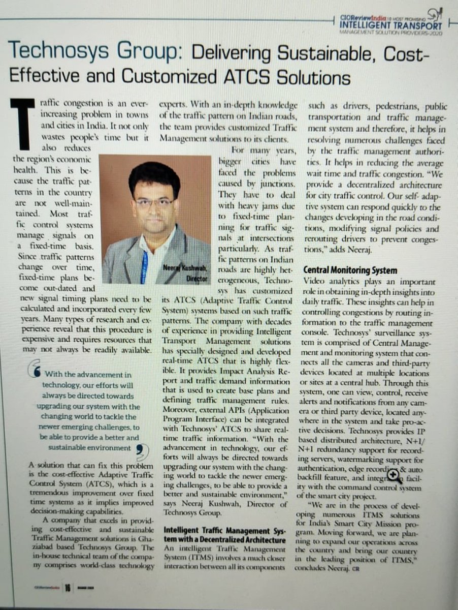 tsspl2006's tweet image. CIO Review India includes “ Technosys “ with its list of “10 most promising ITMS solution providers in India @asmagglobal @SECURITY2DAY @SecEditors @bhopal_bscdcl @NECSmartCities @UjjainSmartCity @jmcjabalpur @IndoreSmartCity @SmartSatna @city_sagar @LkoCp