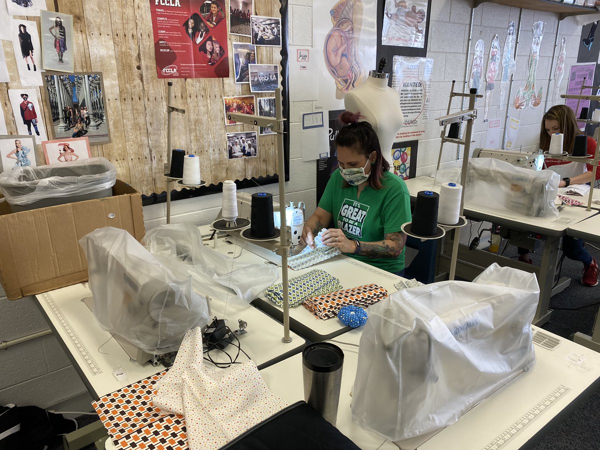 After lots of cutting, the sewing has commenced.  Not long before we meet our initial goal of 1,000 masks!  <a href="/CCSDK12/">Cherry Creek Schools</a> <a href="/CCSFoundation/">Cherry Creek Schools Foundation</a> #CCSDInnovates