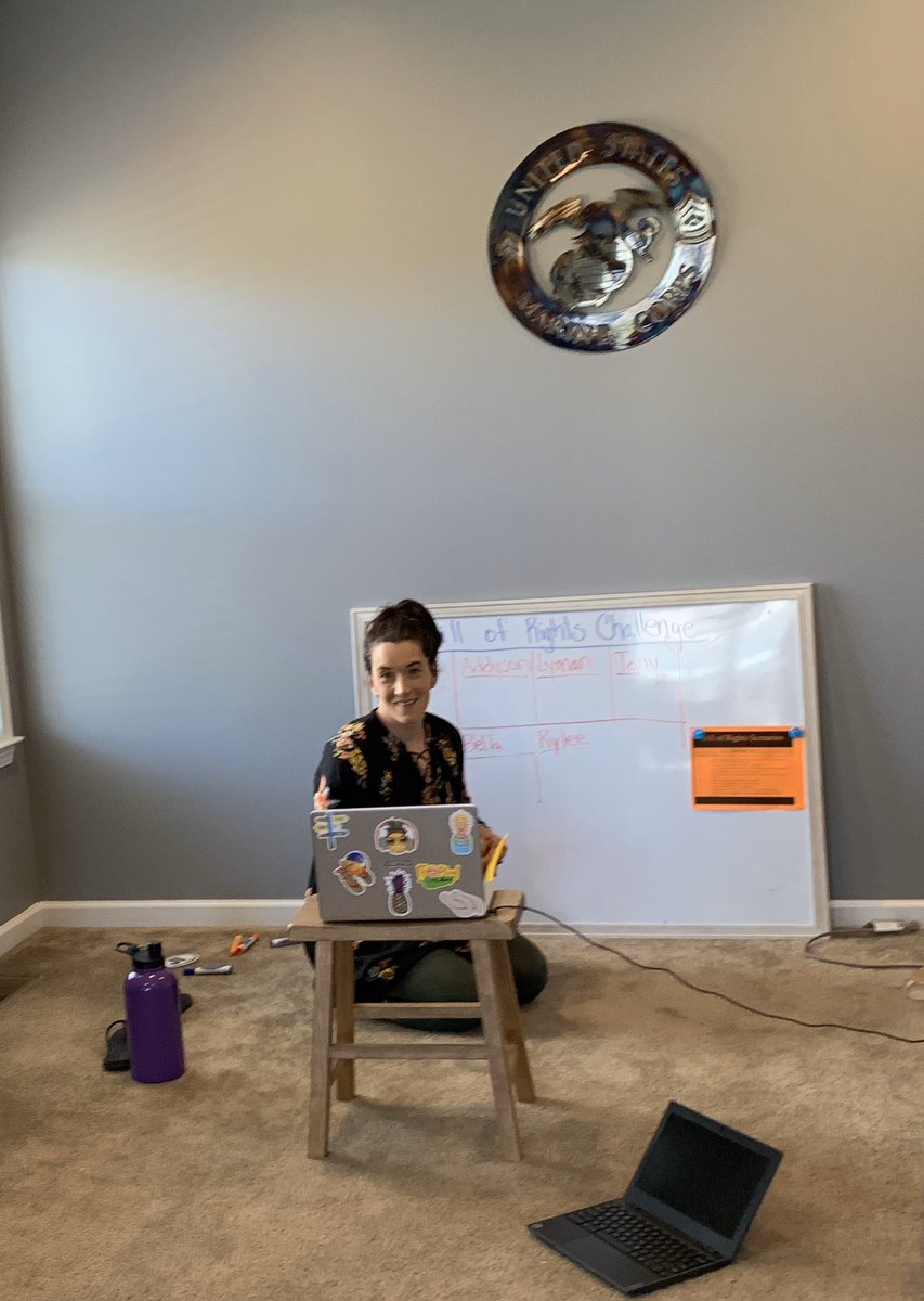 EHWarnick's tweet photo. One of our favorite #GoogleMeet activities, daily challenges! I ask questions from daily NTI work and students show their answers to the camera for points. I’m excited to be finding ways to still engage my students, even from afar! @RESRocks @CCSchoo1s https://t.co/7UtBwMqLNt