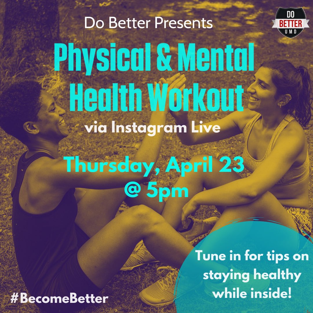 We’re going live this Thursday! 

Tune in on IG at 5pm to follow along with a work out from our own certified Personal Trainer Korie!!  

We’re also discussing good mental health practices while staying at home 🧠😌
#BecomeBetter