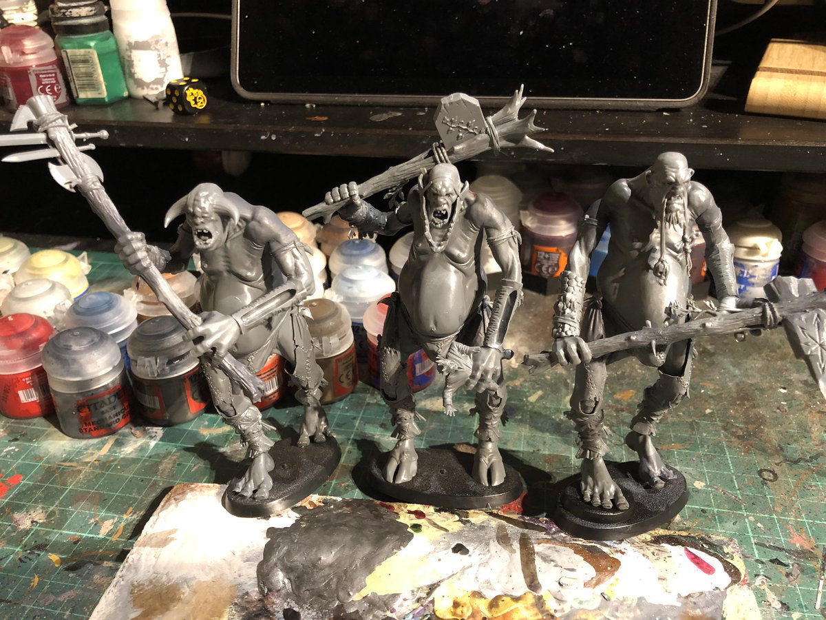 First up are three Gargants all who have been reposed and equipped with new, bigger weapons. My green stuffing skills are not the best but most joints with be obscured with armour, cows and various bits of swag.   #SonsofBehemat   #WarhammerCommunity   #AoS