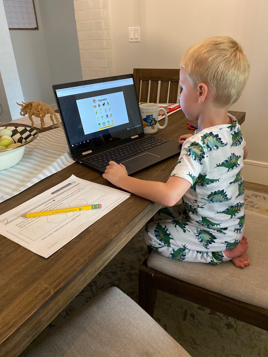 Jammies on, school fired up, coffee cup ready…Pre-k4 knows how to do this #DistanceLearning thing right! #GrowingChristianLeaders @shearsoffaith