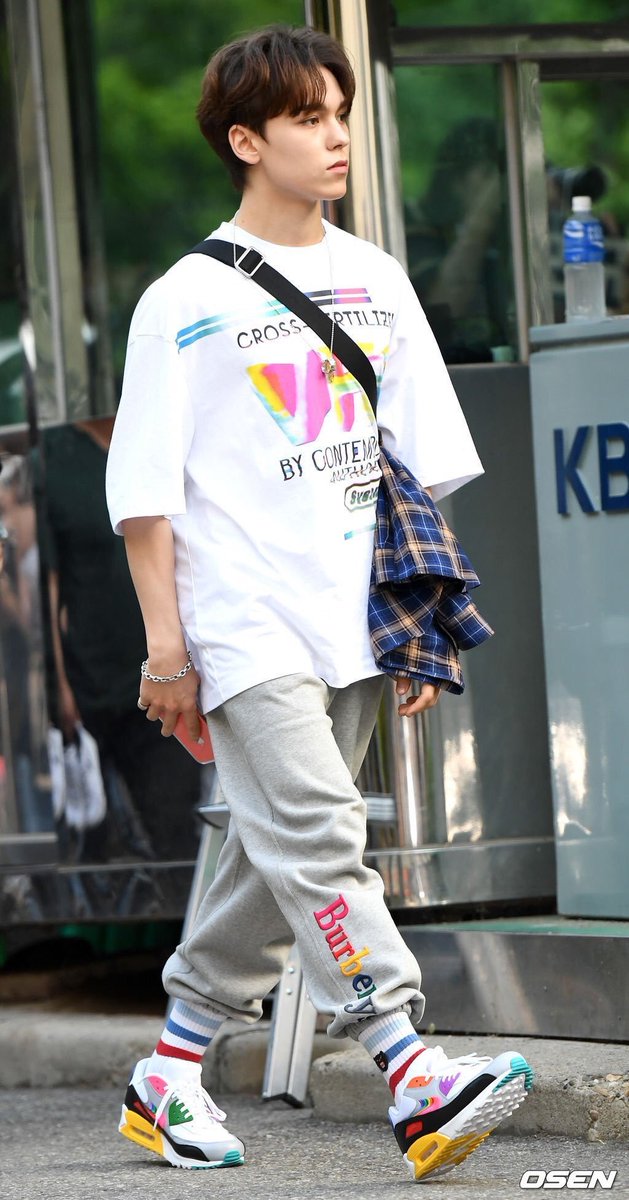 vernon's entire fit basically being from nike/burberry pride collections and him doing it on pride day too